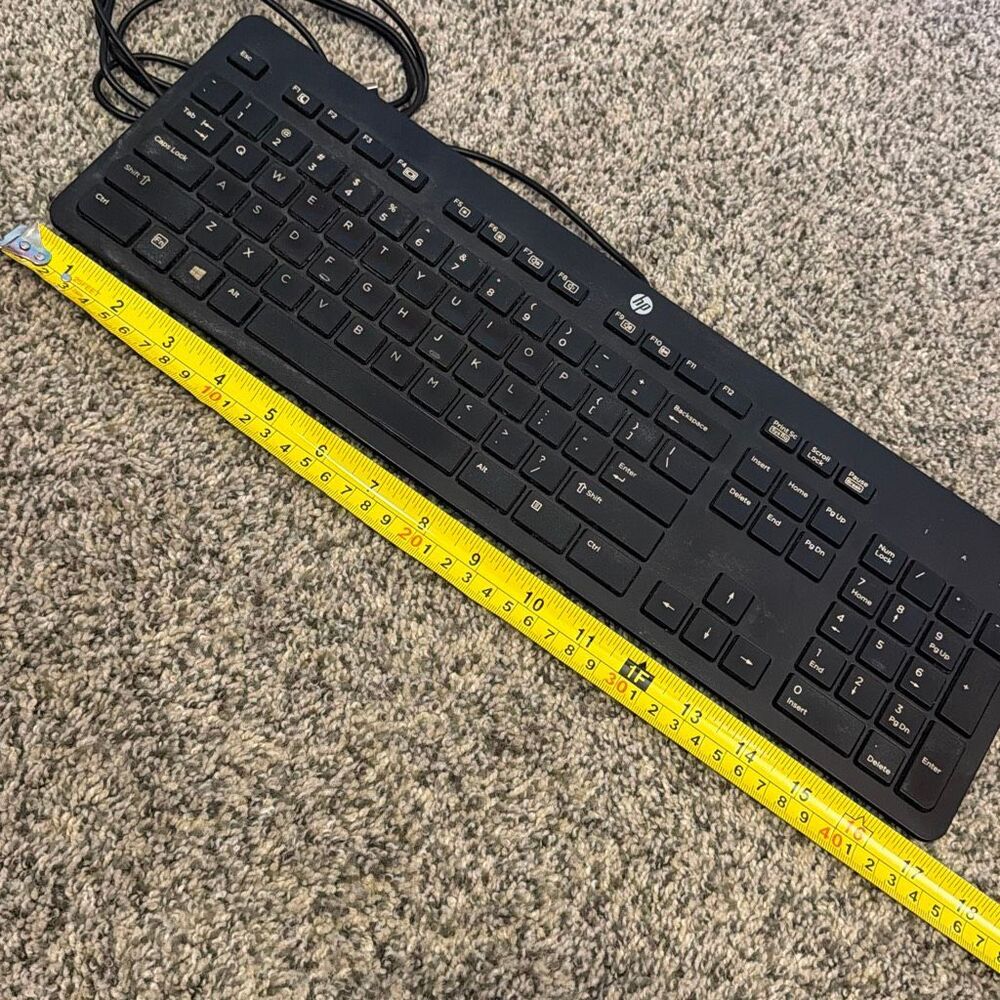 HP Wired USB Keyboard Black Full Size with Number Pad KBAR211 - Picture 5 of 9
